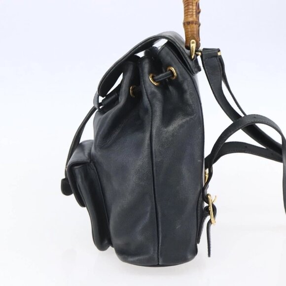 GUCCI Bamboo Backpack Leather Black Gold 003 1956 0030 Auth ka167 main image 14
